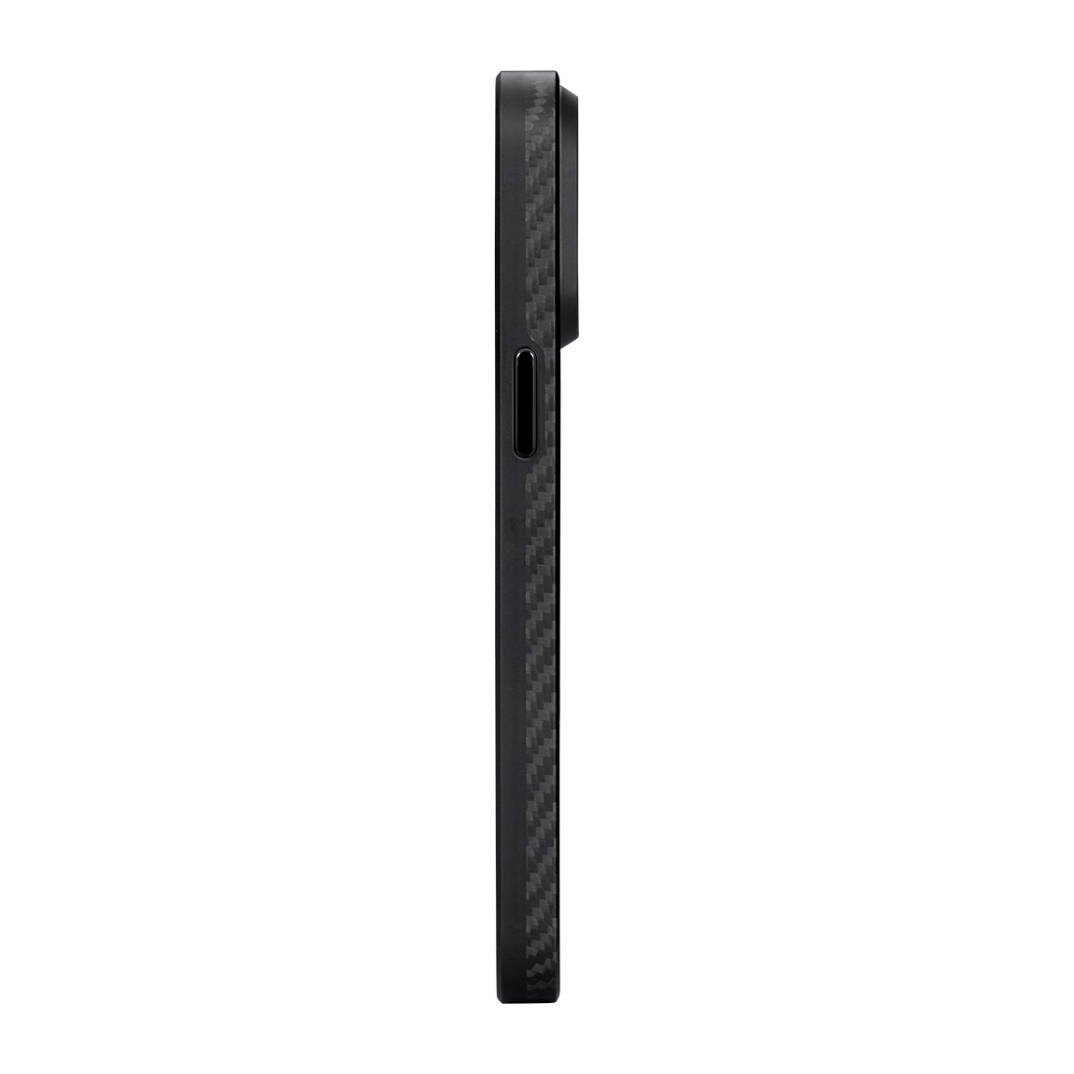 Apple iPhone 15 Pro Max Kılıf M-safe Şarj Özellikli 1500D Aramid Karbon Fiber Pitaka Military-Grade Classic Serisi Black-Grey Twill Kapak - 8