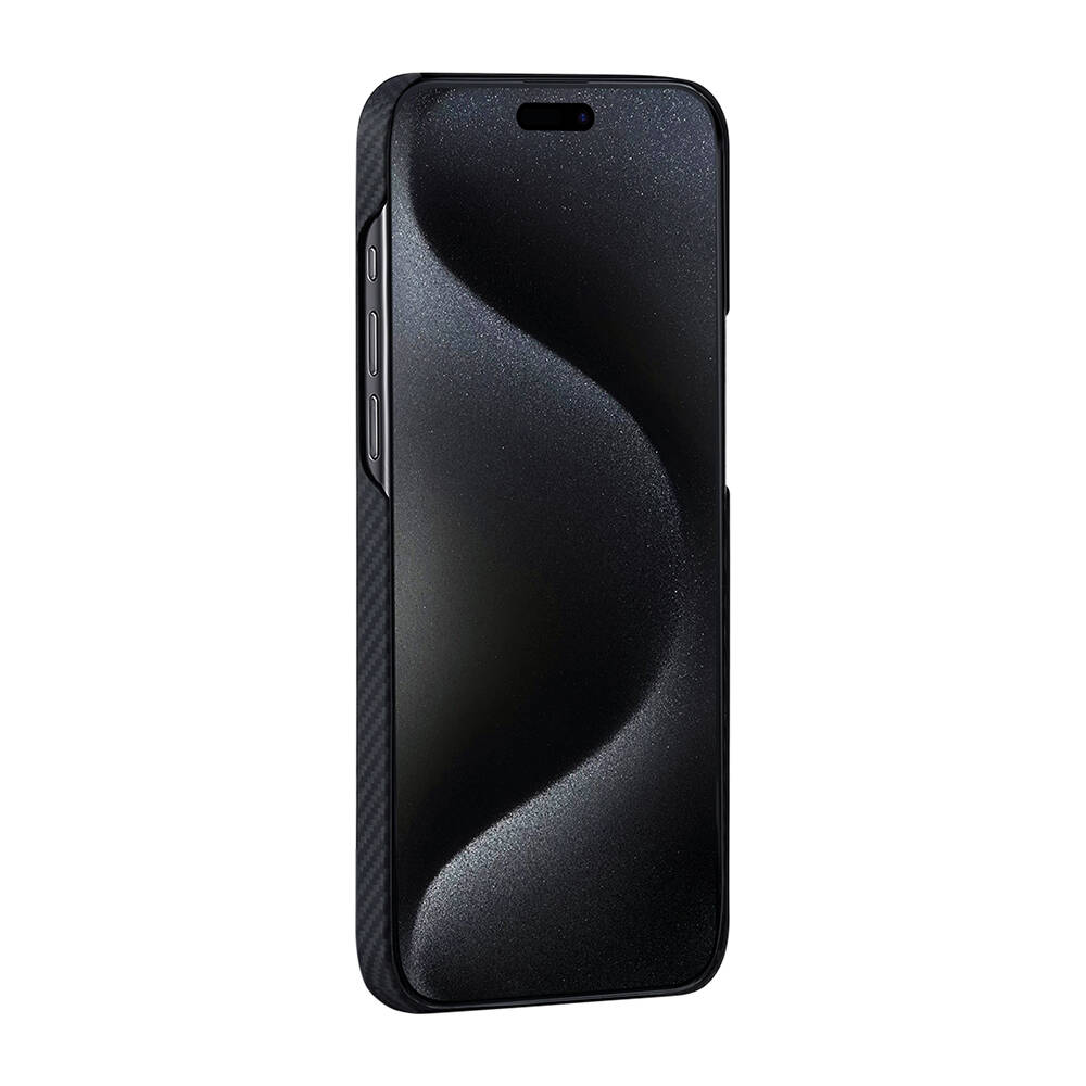 Apple iPhone 15 Pro Max Kılıf M-safe Şarj Özellikli 600D Aramid Karbon Fiber Pitaka Tactile Woven Orchestra Serisi Rhapsody Kapak - 5