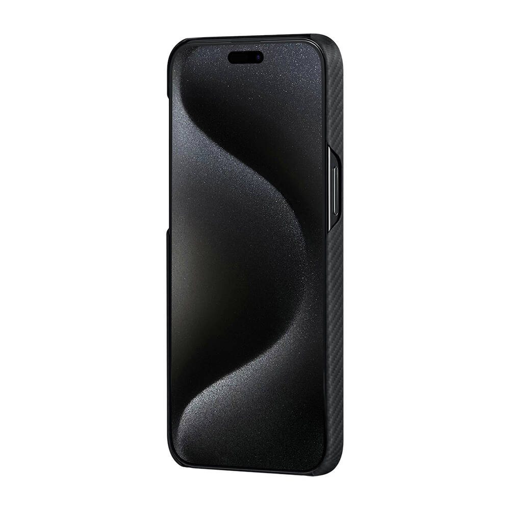 Apple iPhone 15 Pro Max Kılıf M-safe Şarj Özellikli 600D Aramid Karbon Fiber Pitaka Tactile Woven Orchestra Serisi Rhapsody Kapak - 6