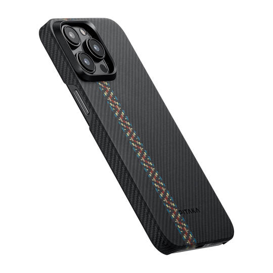 Apple iPhone 15 Pro Max Kılıf M-safe Şarj Özellikli 600D Aramid Karbon Fiber Pitaka Tactile Woven Orchestra Serisi Rhapsody Kapak - 7