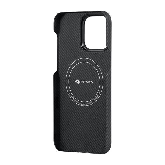 Apple iPhone 15 Pro Max Kılıf M-safe Şarj Özellikli 600D Aramid Karbon Fiber Pitaka Tactile Woven Orchestra Serisi Rhapsody Kapak - 13
