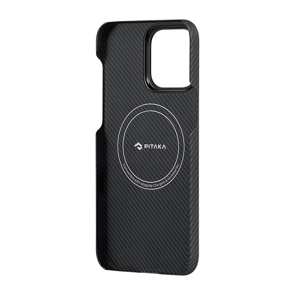 Apple iPhone 15 Pro Max Kılıf M-safe Şarj Özellikli 600D Aramid Karbon Fiber Pitaka Tactile Woven Orchestra Serisi Rhapsody Kapak - 13