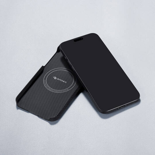 Apple iPhone 15 Pro Max Kılıf M-safe Şarj Özellikli 600D Aramid Karbon Fiber Pitaka Tactile Woven Orchestra Serisi Rhapsody Kapak - 16