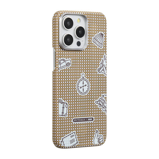 Apple iPhone 15 Pro Max Kılıf M-safe Şarj Özellikli Awa Tasarımlı 1500D Aramid Karbon Fiber Pitaka Ultra-Slim Classic Serisi Canyon Kapak