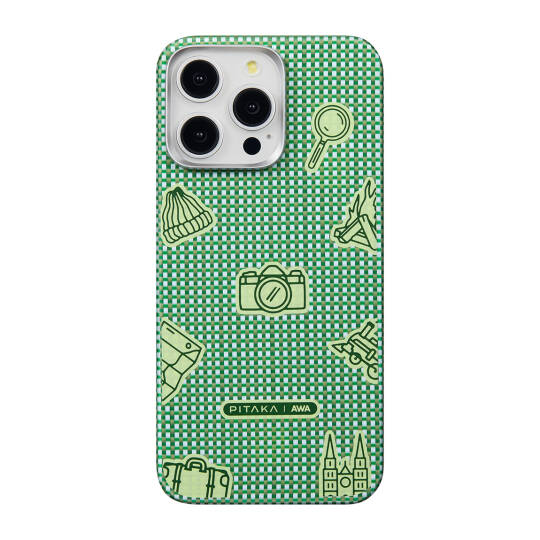 Apple iPhone 15 Pro Max Kılıf M-safe Şarj Özellikli Awa Tasarımlı 1500D Aramid Karbon Fiber Pitaka Ultra-Slim Classic Serisi Forest Kapak - 3