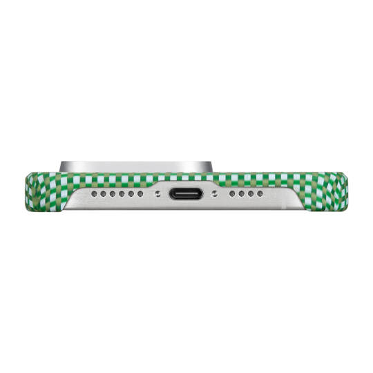 Apple iPhone 15 Pro Max Kılıf M-safe Şarj Özellikli Awa Tasarımlı 1500D Aramid Karbon Fiber Pitaka Ultra-Slim Classic Serisi Forest Kapak - 5