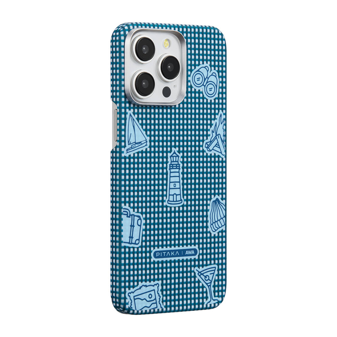 Apple iPhone 15 Pro Max Kılıf M-safe Şarj Özellikli Awa Tasarımlı 1500D Aramid Karbon Fiber Pitaka Ultra-Slim Classic Serisi Ocean Kapak - 2