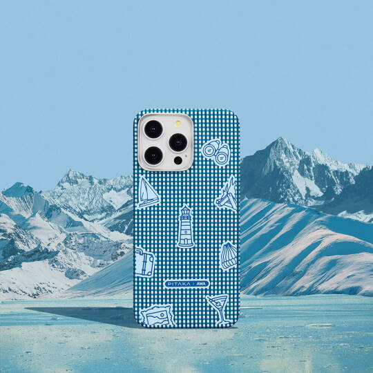 Apple iPhone 15 Pro Max Kılıf M-safe Şarj Özellikli Awa Tasarımlı 1500D Aramid Karbon Fiber Pitaka Ultra-Slim Classic Serisi Ocean Kapak - 7