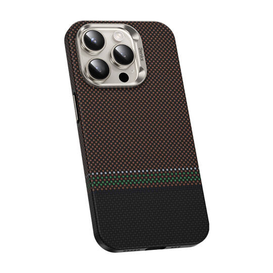 Apple iPhone 15 Pro Max Kılıf M-safe Şarj Özellikli Karbon Fiber Tasarımlı Benks Prestige ArmorPro Kevlar Kapak - 3