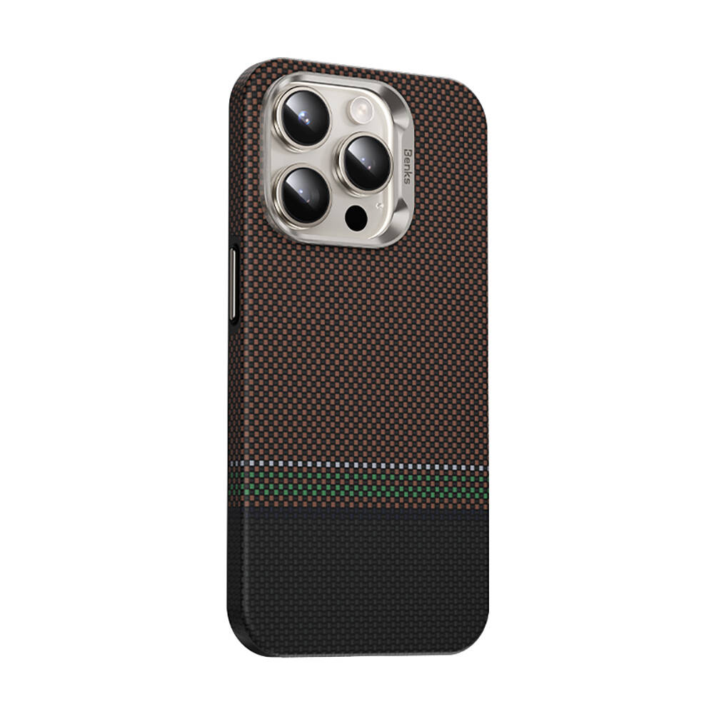 Apple iPhone 15 Pro Max Kılıf M-safe Şarj Özellikli Karbon Fiber Tasarımlı Benks Prestige ArmorPro Kevlar Kapak - 5