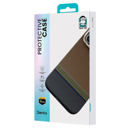 Apple iPhone 15 Pro Max Kılıf M-safe Şarj Özellikli Karbon Fiber Tasarımlı Benks Prestige ArmorPro Kevlar Kapak - 6