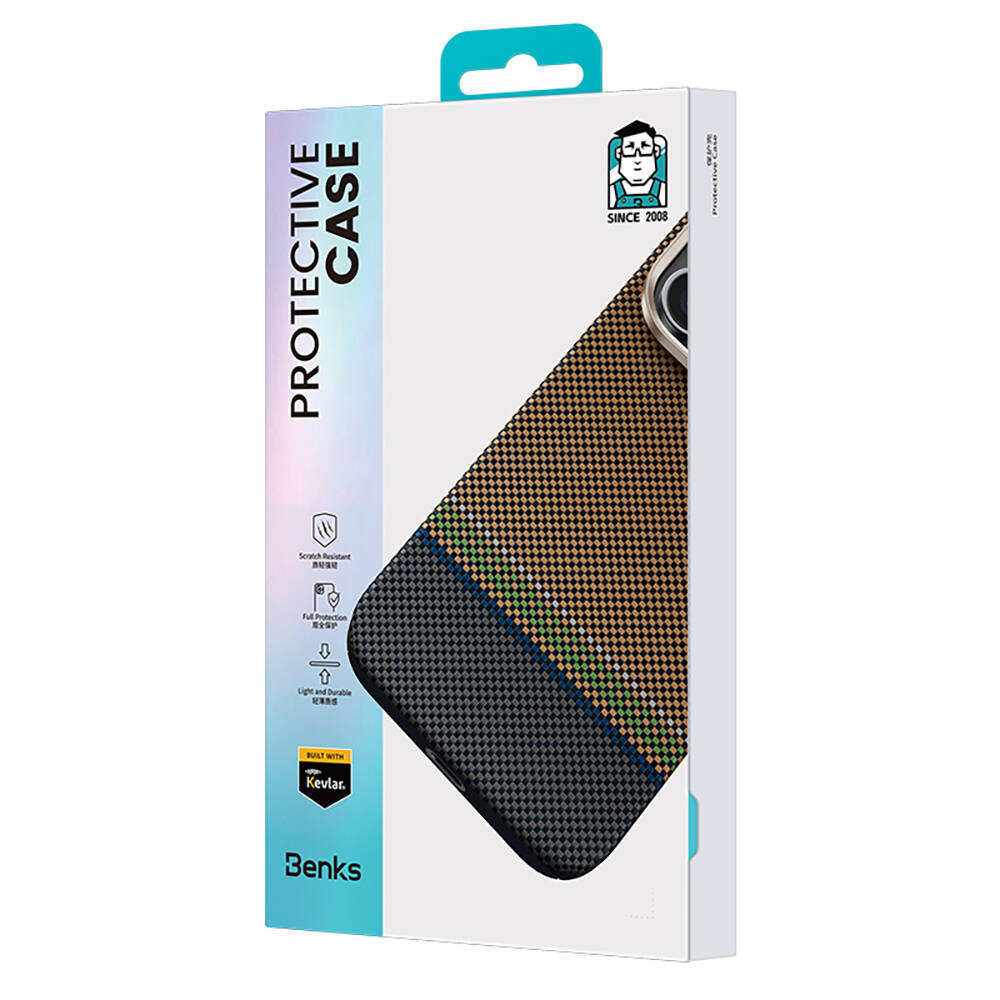 Apple iPhone 15 Pro Max Kılıf M-safe Şarj Özellikli Karbon Fiber Tasarımlı Benks Prestige ArmorPro Kevlar Kapak - 6