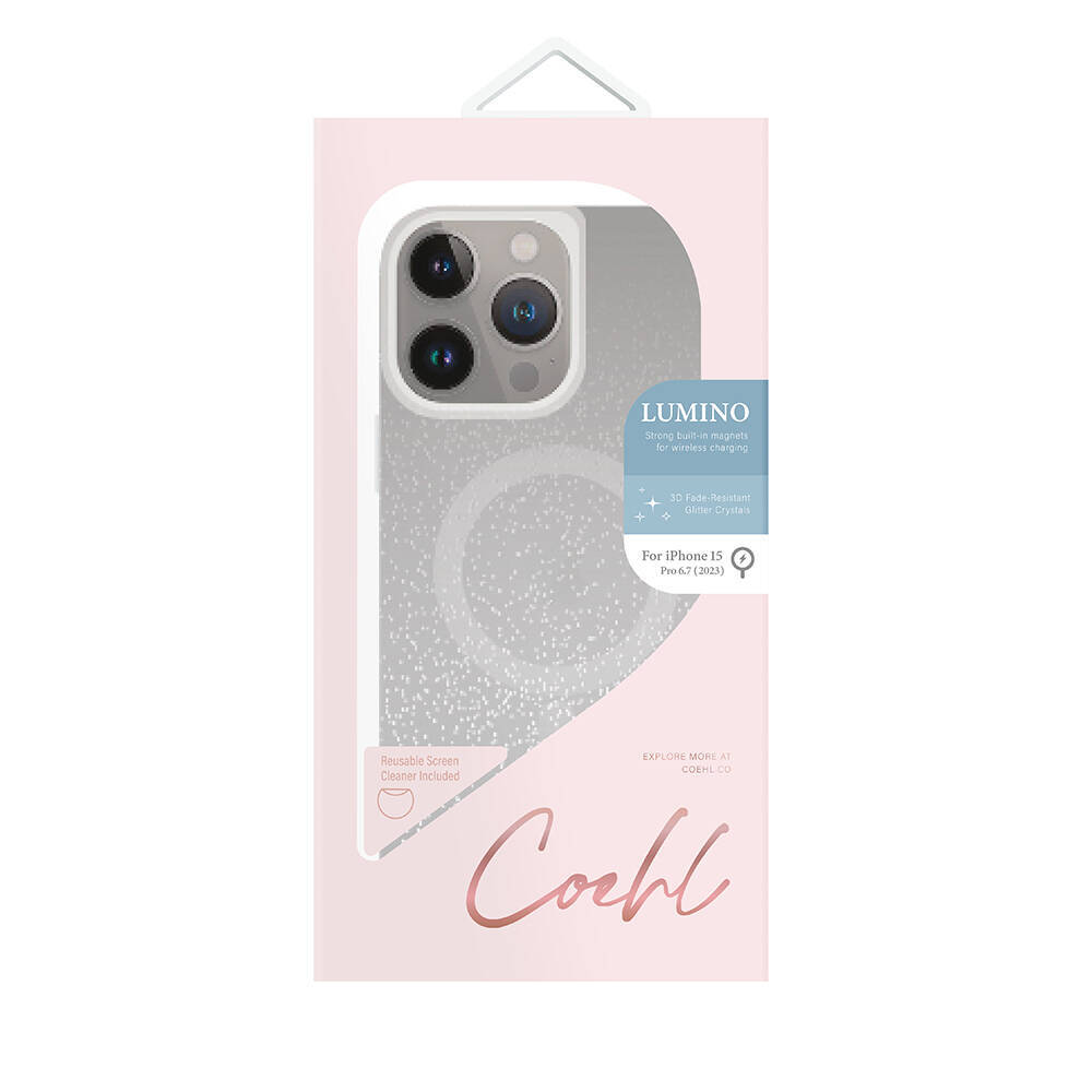 Apple iPhone 15 Pro Max Kılıf M-safe Şarj Özellikli Simli Arka Yüzey Coehl Lumino Kapak - 4