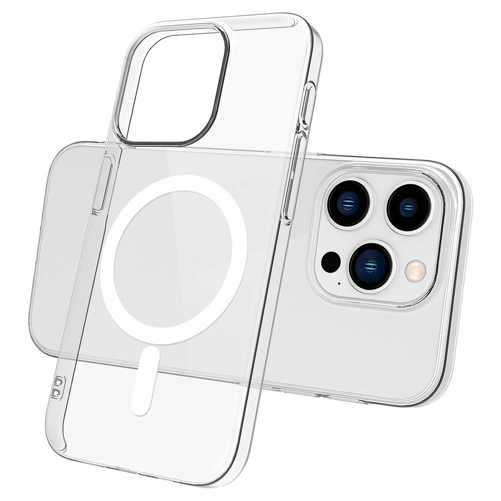 Apple iPhone 15 Pro Max Kılıf Zore M-safe Şarj Özellikli Şeffaf Tek Kamera Çerçeveli Porto Kapak - 1