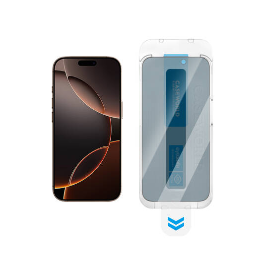 Apple iPhone 16 CaseWorld Applicator Serisi 2.5D Eyesafe Mavi Işık Teknolojili 0.33mm Privacy Temperli Cam Ekran Koruyucu + Uygulama Aparatı - 6