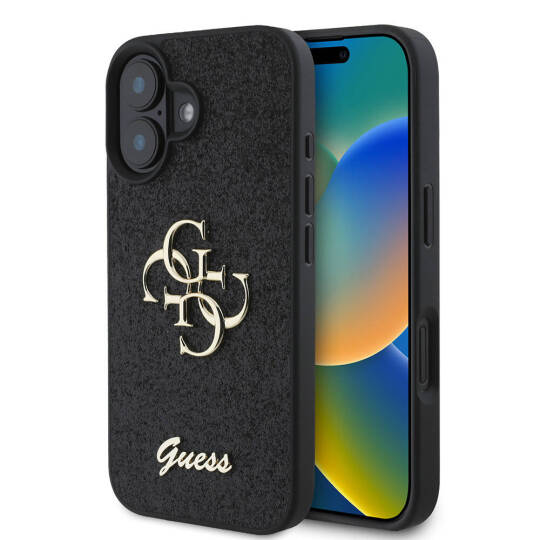 Apple iPhone 16 Kılıf Guess Orjinal Lisanslı 4G Büyük Metal Logolu Glitter Kapak - 4