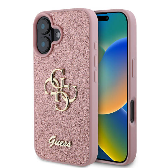 Apple iPhone 16 Kılıf Guess Orjinal Lisanslı 4G Büyük Metal Logolu Glitter Kapak - 3
