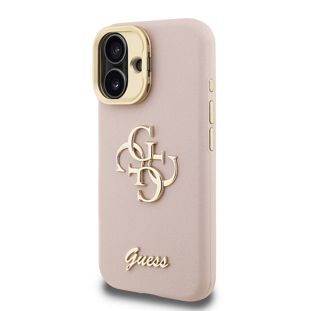 Apple iPhone 16 Kılıf Guess Orjinal Lisanslı Grained Yazı Logolu Kamera Standlı Kapak - 6