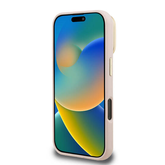 Apple iPhone 16 Kılıf Guess Orjinal Lisanslı Grained Yazı Logolu Kamera Standlı Kapak - 9