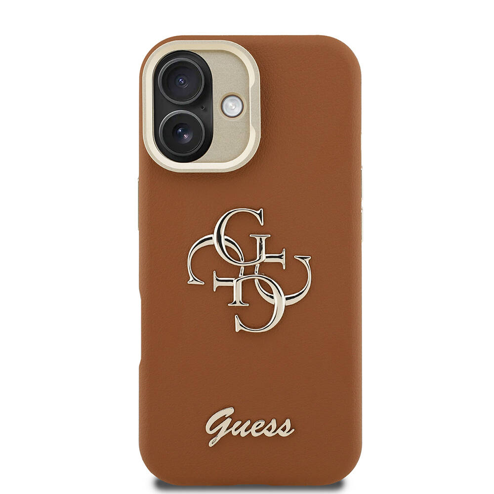 Apple iPhone 16 Kılıf Guess Orjinal Lisanslı Grained Yazı Logolu Kamera Standlı Kapak - 14