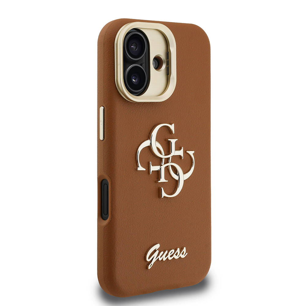 Apple iPhone 16 Kılıf Guess Orjinal Lisanslı Grained Yazı Logolu Kamera Standlı Kapak - 15