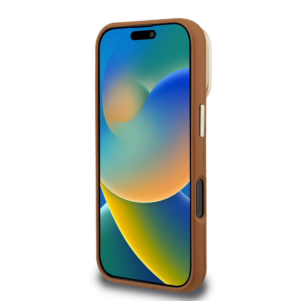 Apple iPhone 16 Kılıf Guess Orjinal Lisanslı Grained Yazı Logolu Kamera Standlı Kapak - 16