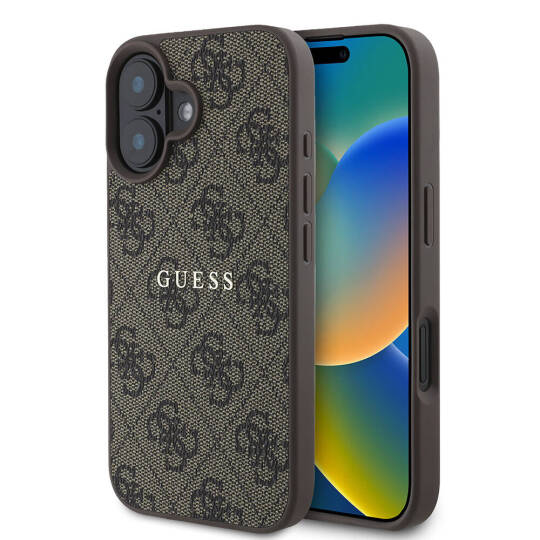 Apple iPhone 16 Kılıf Guess Orjinal Lisanslı M-safe Şarj Özellikli 4G Desenli Yazı Logolu Kapak - 4