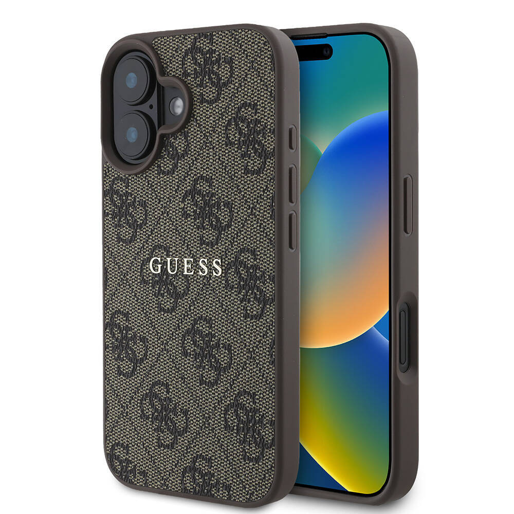Apple iPhone 16 Kılıf Guess Orjinal Lisanslı M-safe Şarj Özellikli 4G Desenli Yazı Logolu Kapak - 4