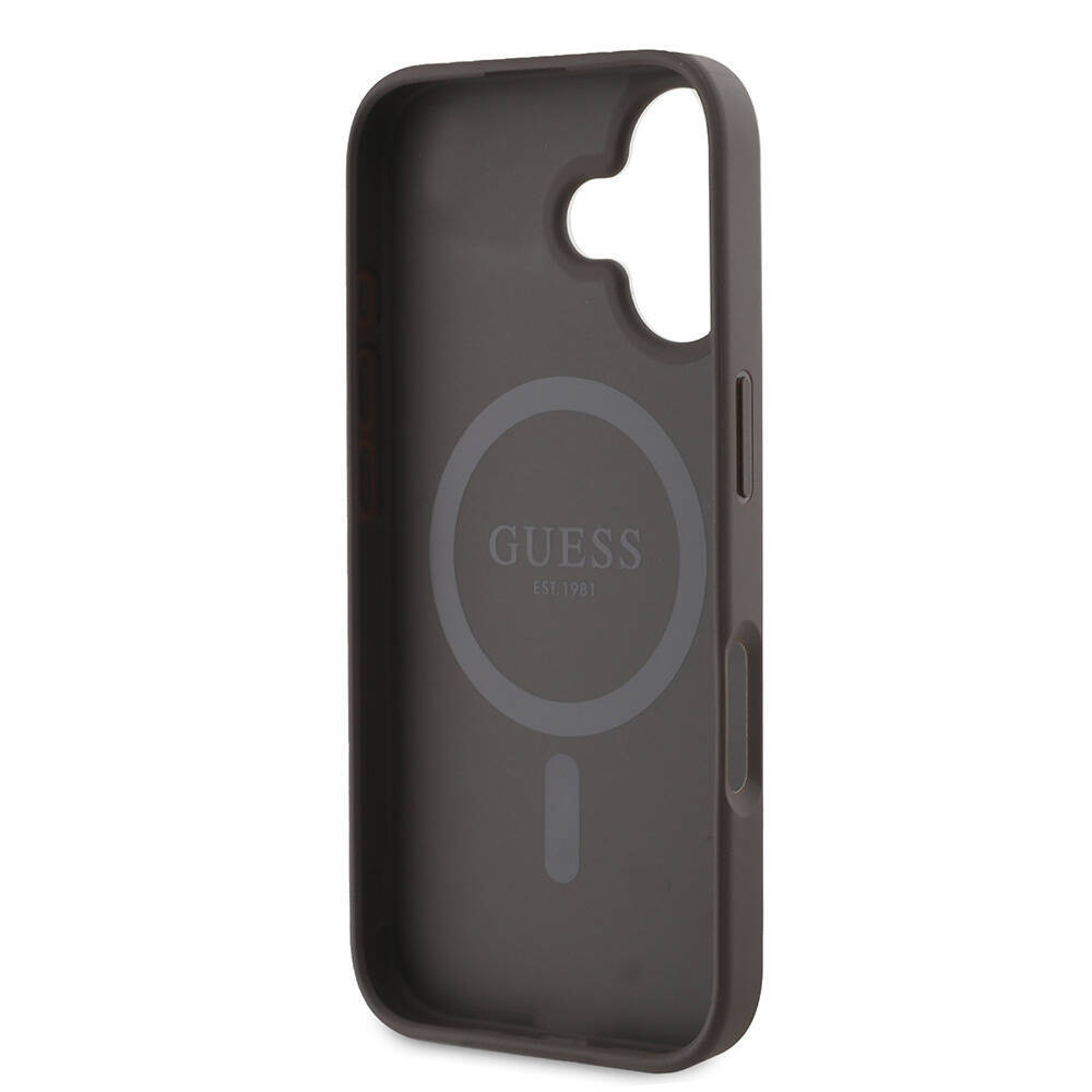 Apple iPhone 16 Kılıf Guess Orjinal Lisanslı M-safe Şarj Özellikli 4G Desenli Yazı Logolu Kapak - 8