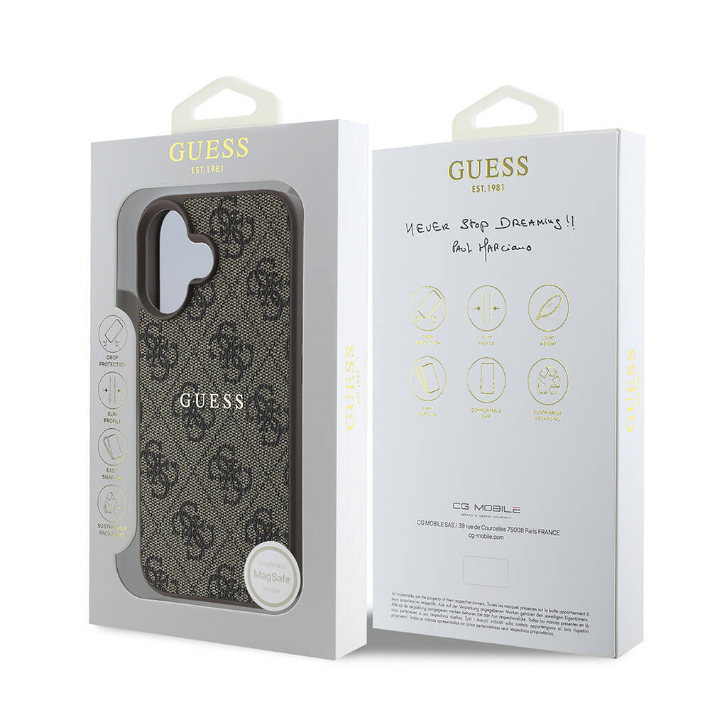 Apple iPhone 16 Kılıf Guess Orjinal Lisanslı M-safe Şarj Özellikli 4G Desenli Yazı Logolu Kapak - 11