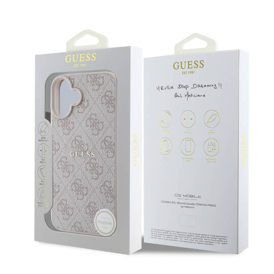Apple iPhone 16 Kılıf Guess Orjinal Lisanslı M-safe Şarj Özellikli 4G Desenli Yazı Logolu Kapak - 18