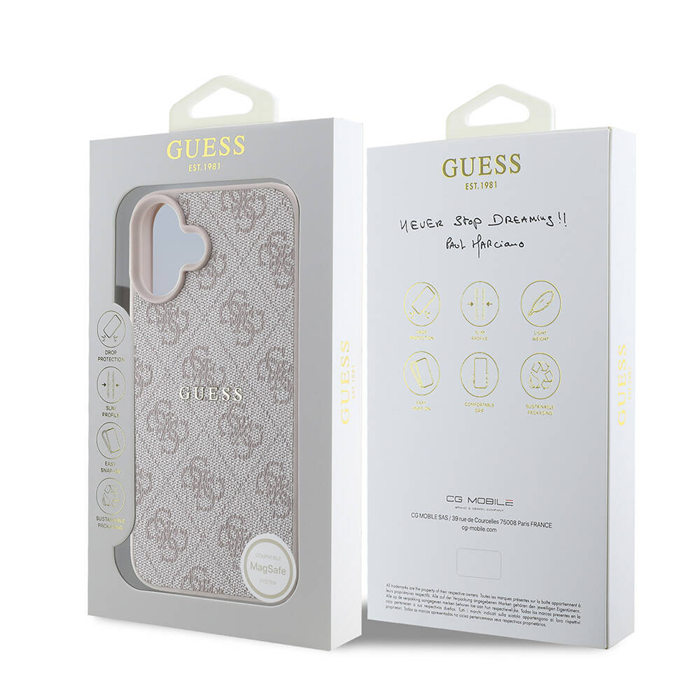 Apple iPhone 16 Kılıf Guess Orjinal Lisanslı M-safe Şarj Özellikli 4G Desenli Yazı Logolu Kapak - 18