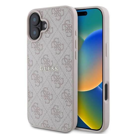 Apple iPhone 16 Kılıf Guess Orjinal Lisanslı M-safe Şarj Özellikli 4G Desenli Yazı Logolu Kapak - 3