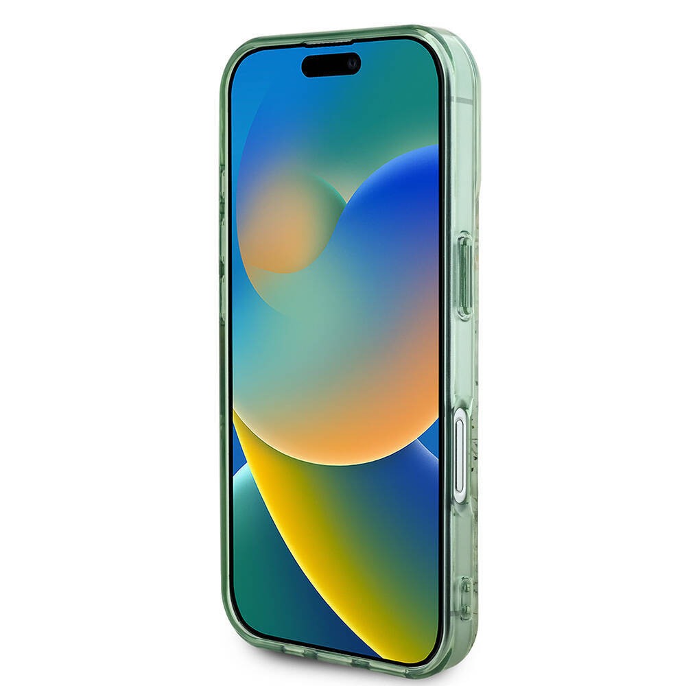 Apple iPhone 16 Kılıf Guess Orjinal Lisanslı M-safe Şarj Özellikli IML Baskılı Yazı Logolu Flower Tonal Circle Kapak - 7