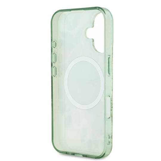 Apple iPhone 16 Kılıf Guess Orjinal Lisanslı M-safe Şarj Özellikli IML Baskılı Yazı Logolu Flower Tonal Circle Kapak - 9