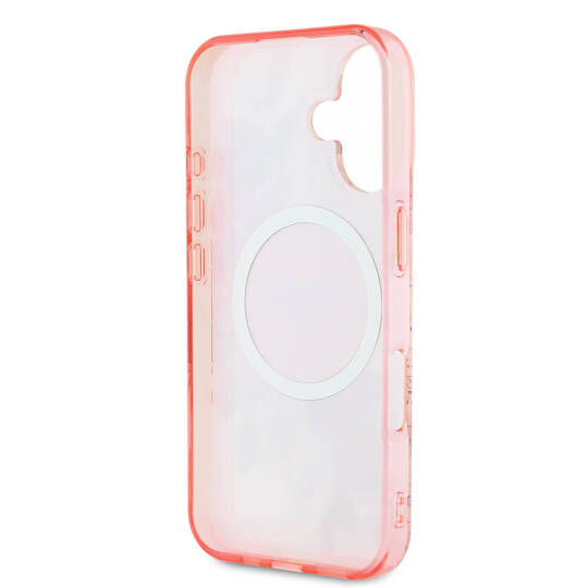 Apple iPhone 16 Kılıf Guess Orjinal Lisanslı M-safe Şarj Özellikli IML Baskılı Yazı Logolu Flower Tonal Circle Kapak - 16