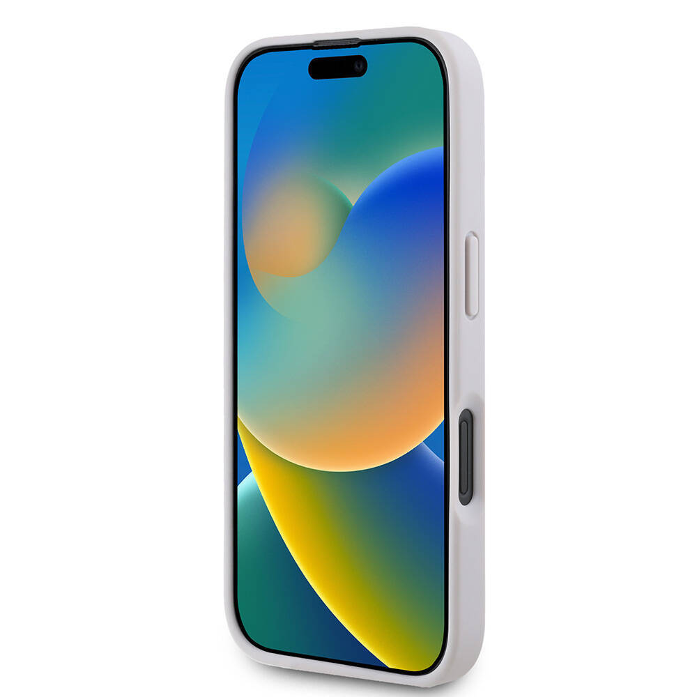 Apple iPhone 16 Kılıf Guess Orjinal Lisanslı M-safe Şarj Özellikli PU Deri 4G Desenli Taşlı Üçgen Logolu Kapak - 9