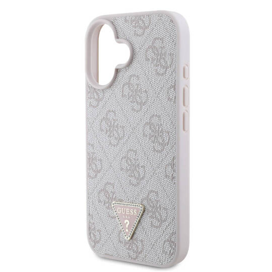 Apple iPhone 16 Kılıf Guess Orjinal Lisanslı M-safe Şarj Özellikli PU Deri 4G Desenli Taşlı Üçgen Logolu Kapak - 10