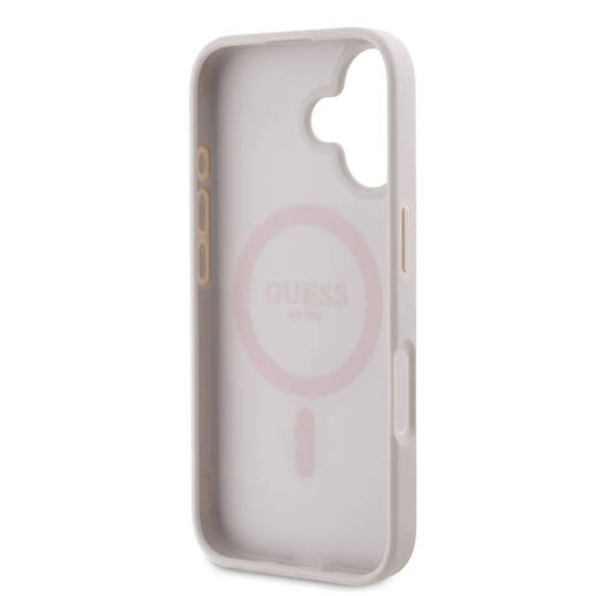 Apple iPhone 16 Kılıf Guess Orjinal Lisanslı M-safe Şarj Özellikli PU Deri 4G Desenli Taşlı Üçgen Logolu Kapak - 11