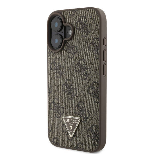 Apple iPhone 16 Kılıf Guess Orjinal Lisanslı M-safe Şarj Özellikli PU Deri 4G Desenli Taşlı Üçgen Logolu Kapak - 12
