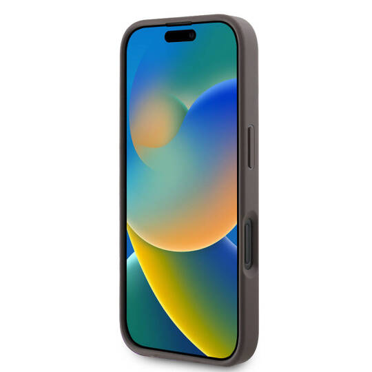 Apple iPhone 16 Kılıf Guess Orjinal Lisanslı M-safe Şarj Özellikli PU Deri 4G Desenli Taşlı Üçgen Logolu Kapak - 15