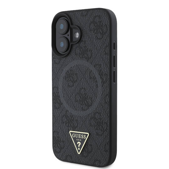 Apple iPhone 16 Kılıf Guess Orjinal Lisanslı M-safe Şarj Özellikli PU Üçgen Logo 4G Desenli Kapak - 2