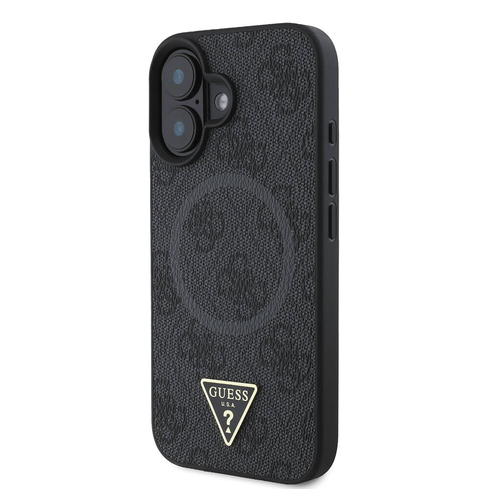 Apple iPhone 16 Kılıf Guess Orjinal Lisanslı M-safe Şarj Özellikli PU Üçgen Logo 4G Desenli Kapak - 2