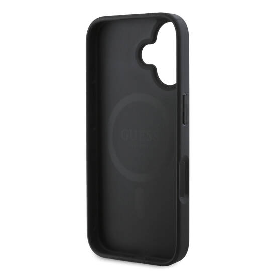 Apple iPhone 16 Kılıf Guess Orjinal Lisanslı M-safe Şarj Özellikli PU Üçgen Logo 4G Desenli Kapak - 7