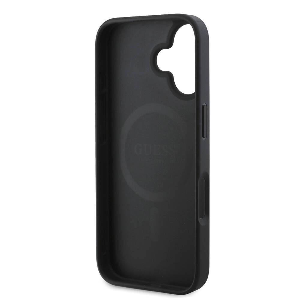 Apple iPhone 16 Kılıf Guess Orjinal Lisanslı M-safe Şarj Özellikli PU Üçgen Logo 4G Desenli Kapak - 7