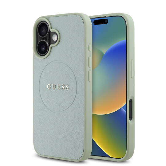 Apple iPhone 16 Kılıf Guess Orjinal Lisanslı M-safe Şarj Özellikli Yazı Logolu Grained Kapak - 10