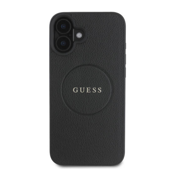 Apple iPhone 16 Kılıf Guess Orjinal Lisanslı M-safe Şarj Özellikli Yazı Logolu Grained Kapak - 3