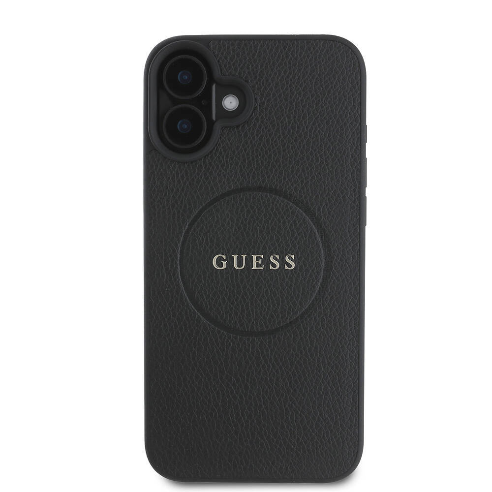 Apple iPhone 16 Kılıf Guess Orjinal Lisanslı M-safe Şarj Özellikli Yazı Logolu Grained Kapak - 3