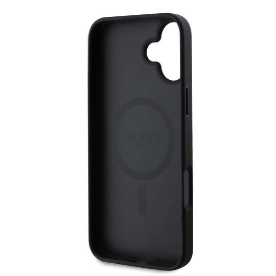 Apple iPhone 16 Kılıf Guess Orjinal Lisanslı M-safe Şarj Özellikli Yazı Logolu Grained Kapak - 5