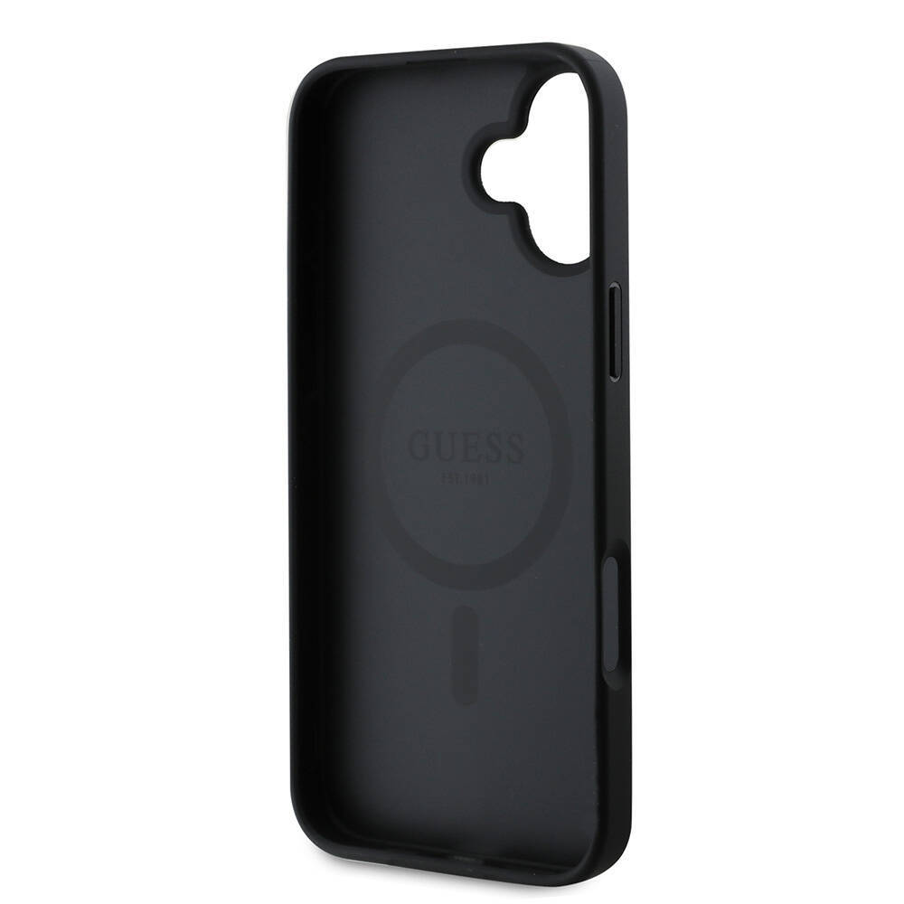 Apple iPhone 16 Kılıf Guess Orjinal Lisanslı M-safe Şarj Özellikli Yazı Logolu Grained Kapak - 5